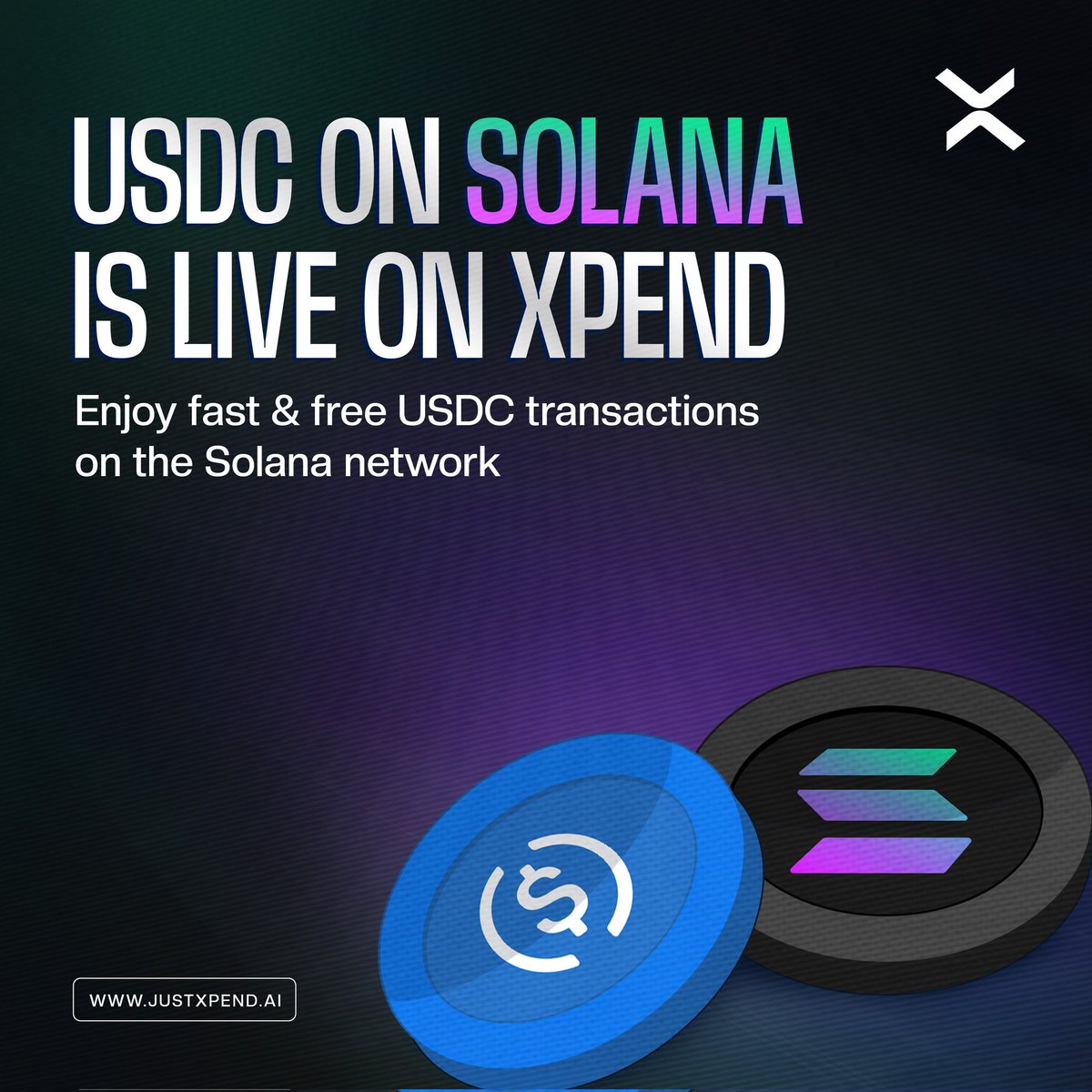 JustXpend_ai's tweet photo. Pleased to announce that as part of developments from the Enugu Tech Fest.

$usdc on solana is now live for on Xpend.

This means you can now make usdc deposits and spend it as you wish without converting it first.

$USDC transactions are totally free on Xpend.

#ETF2026 @Enugu_techfest