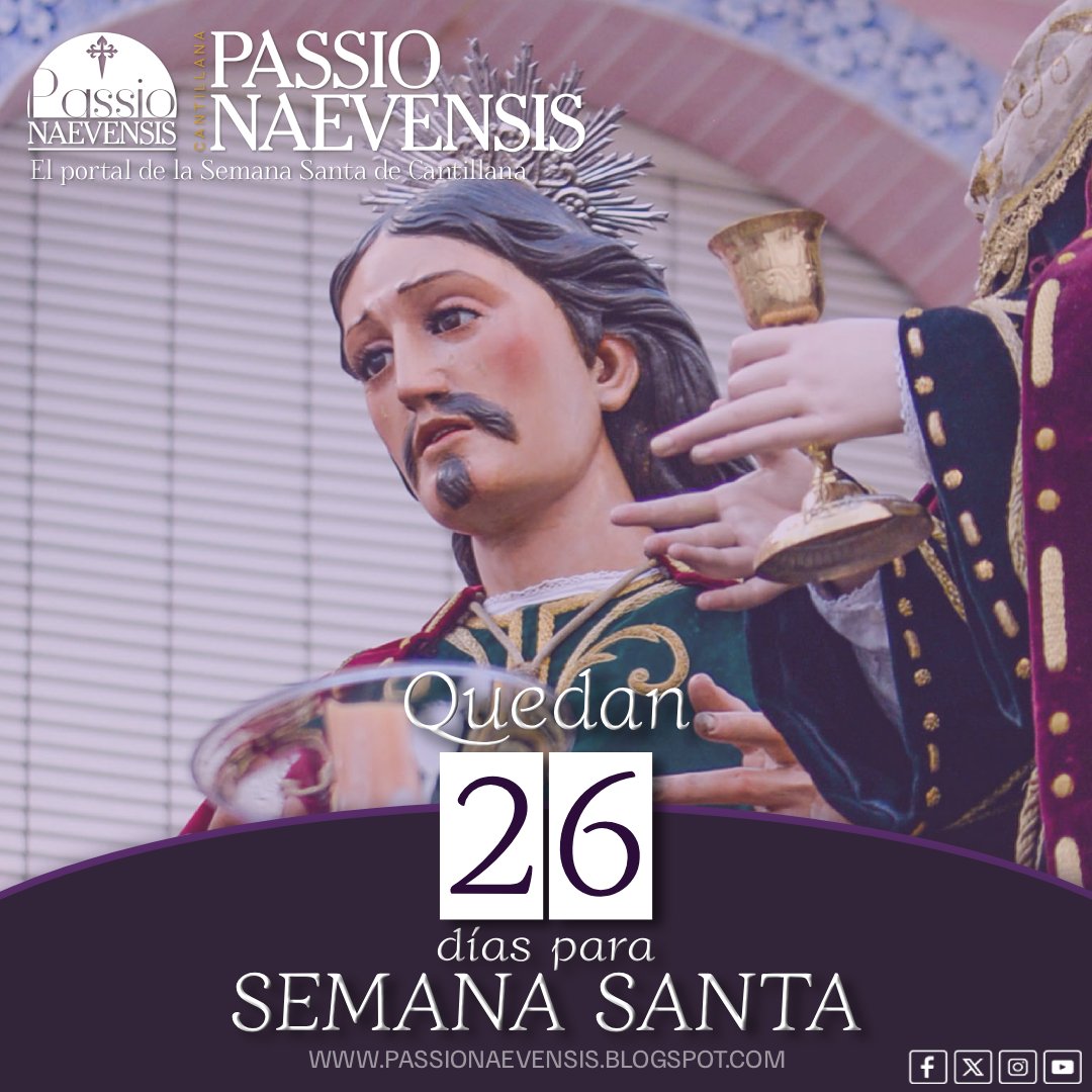 Quedan 26 días para Semana Santa.

#PN2026 #PassioNaevensis #Cantillana 

'Cada latido en Passio Naevensis':
passionaevensis.blogspot.com