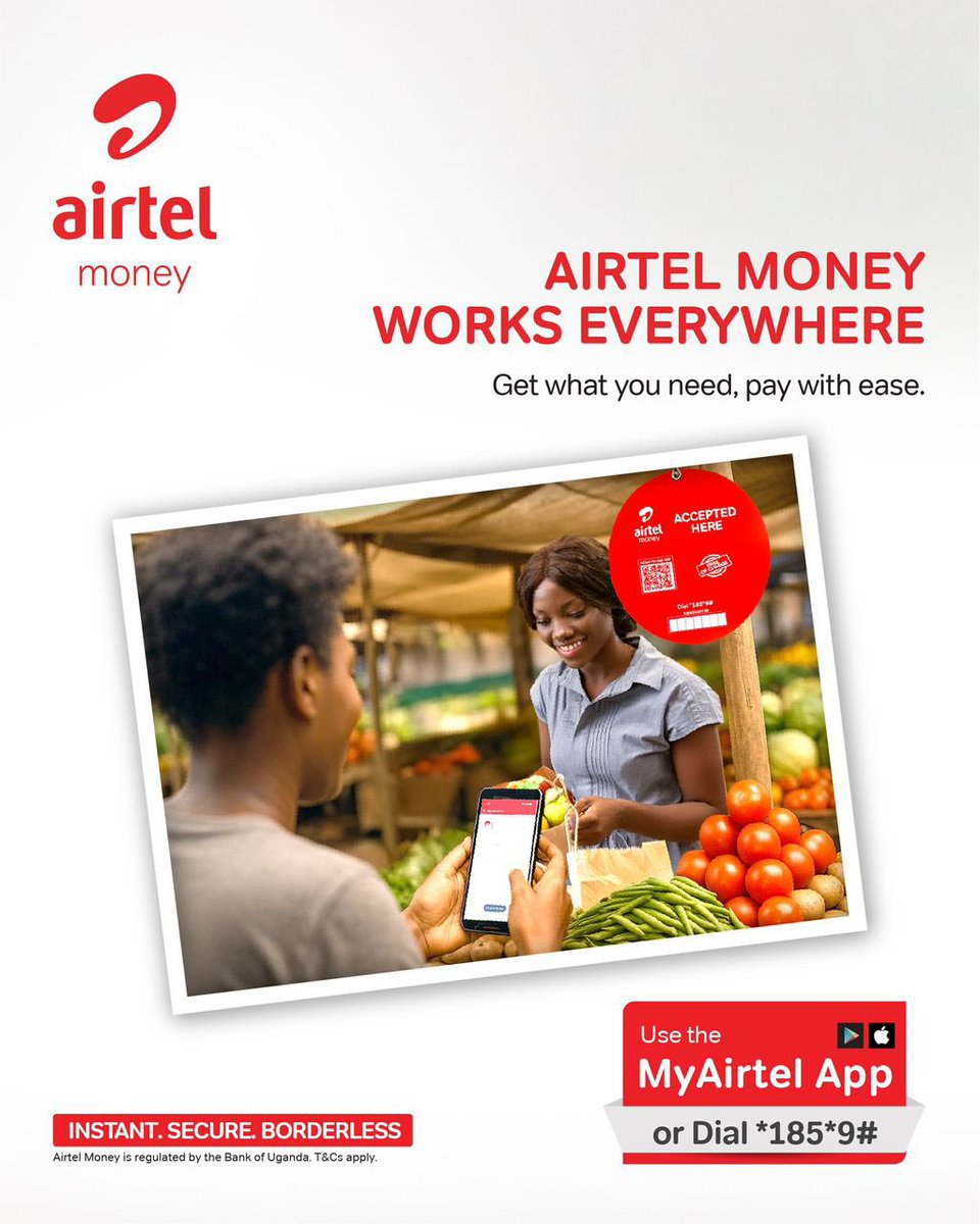 Baram_256's tweet photo. You no longer need to worry about carrying cash or looking for change. 
With @airtelmoneyug , you can pay instantly, securely, and without stress.  Dial*185*9# or use the MyAirtel App

#PayWithAirtelMoney https://t.co/jDEEaurzzo