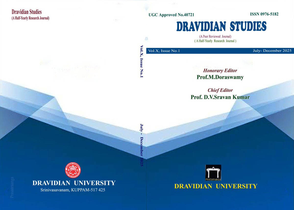 dvsravankumar's tweet photo. Dravidian Studies English journal latest issue
#dravidianstudies
#dravidianuniversity
#dvsravankumar https://t.co/uZb2E6o7Nw