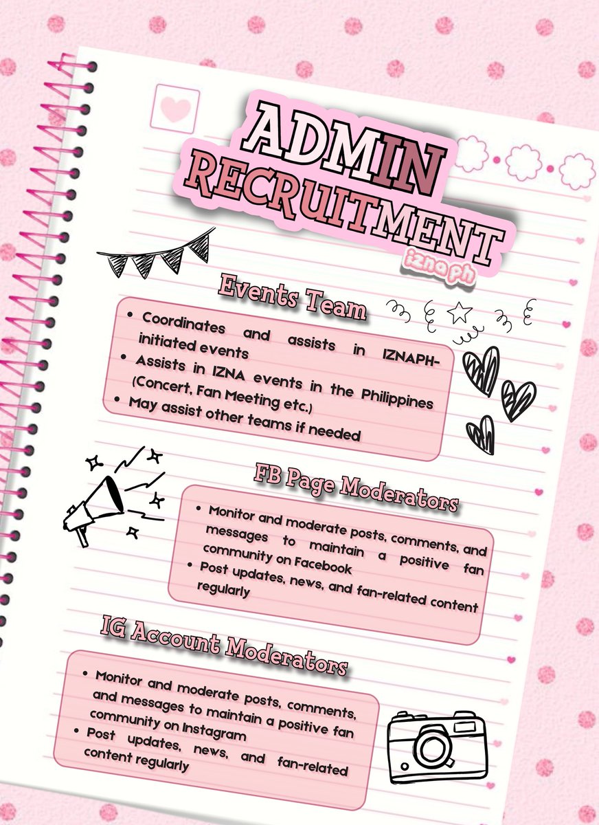 IZNAPH's tweet photo. [🔍] 260303 IZNA PH ADMIN RECRUITMENT

NAYAs! We are finally welcoming dedicated NAYAs to join our team 🤍 As we prepare for IZNA's upcoming comebacks and events, we're looking for new admins to help us run the fanbase during these comebacks and events.

Positions open:
- 🗳️ Voting Handlers 
- 📲 SNS Update Team
- 🎧 Streaming Handlers
- 🎪 Events Team (must be 18+, residing in/near MNL)
- 🩵 FB Page Moderators
- 📷 IG Account Moderators

Note:
- You must at least be 17 years old or above to apply. 
- We accept non-Filipino applications for as long as you are fluent in English. 

If you want to help our fanbase grow and support IZNA together, this is your chance!
[🔗]: https://t.co/v2poe8n1hL

#izna #이즈나
@izna_offcl @izna_offcl_jp