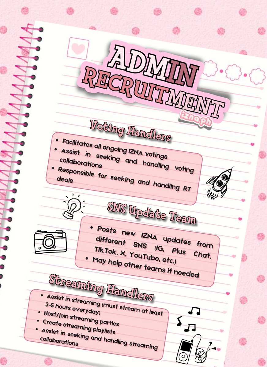 IZNAPH's tweet photo. [🔍] 260303 IZNA PH ADMIN RECRUITMENT

NAYAs! We are finally welcoming dedicated NAYAs to join our team 🤍 As we prepare for IZNA's upcoming comebacks and events, we're looking for new admins to help us run the fanbase during these comebacks and events.

Positions open:
- 🗳️ Voting Handlers 
- 📲 SNS Update Team
- 🎧 Streaming Handlers
- 🎪 Events Team (must be 18+, residing in/near MNL)
- 🩵 FB Page Moderators
- 📷 IG Account Moderators

Note:
- You must at least be 17 years old or above to apply. 
- We accept non-Filipino applications for as long as you are fluent in English. 

If you want to help our fanbase grow and support IZNA together, this is your chance!
[🔗]: https://t.co/v2poe8n1hL

#izna #이즈나
@izna_offcl @izna_offcl_jp