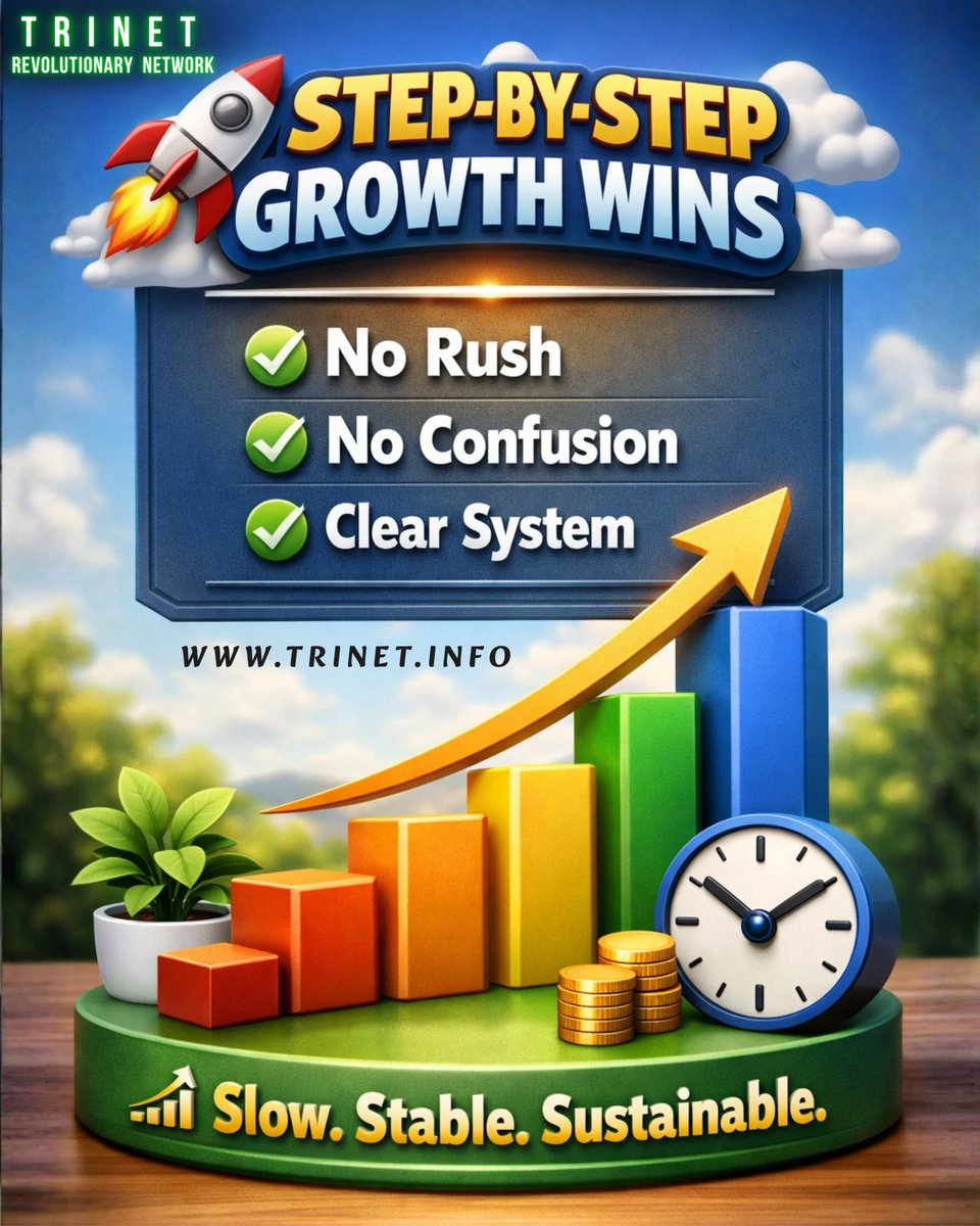 Trinet_'s tweet image. Build your future the smart way—step by step, with clarity, collaboration, and sustainable growth.
#TRINET #RevolutionaryNetwork #StepByStepSuccess #SustainableGrowth #LongTermVision #TeamCollaboration #TransparentEarnings #SmartGrowth #NoRush #ClearSystem