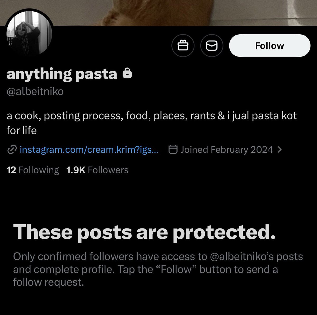 twitmarhaen's tweet photo. Kecam orang pandai, bila kena kat dia - dia menyorok and private account. 🤣

Terpaling chef pun susah jugak. https://t.co/jvGp6rPMUN