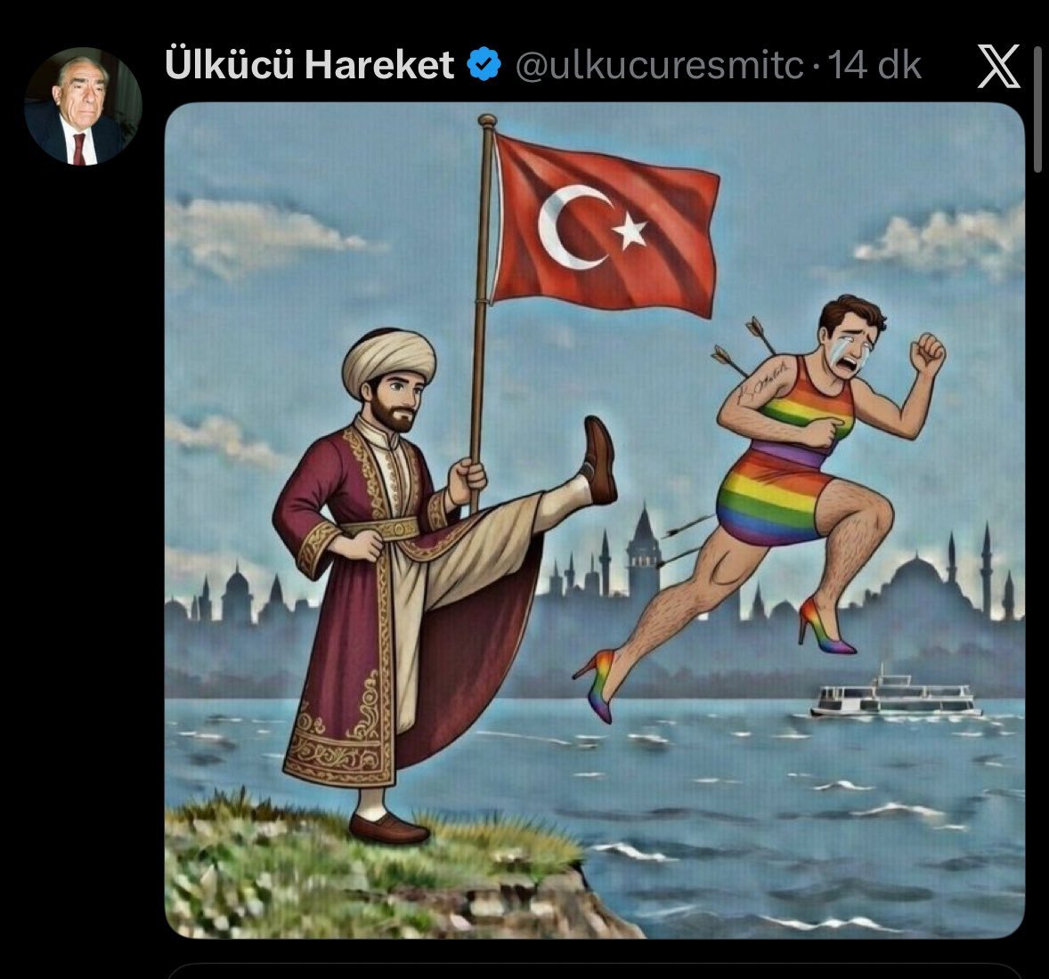 PKK sempatizanı ‘Ülkücü Hareket’ isimli sayfa, Atatürk düşmanlığı yaptı. 

Tepkilerden korkan sayfa sahibi paylaşımı silip mağarasına saklandı.