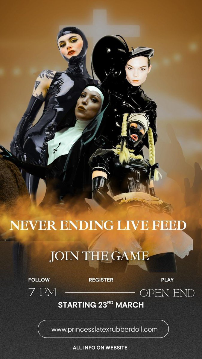 The power is in your hands…

Never Ending Live Feed Event 23rd March 2026 | 7 PM GMT | Studio Ae, London

Join Mistress Ae, Miss Lilly, AKASH and our sub Princess Latex Rubber Doll for a relentless, interactive kink session where YOU control exactly how long she suffers. 

How