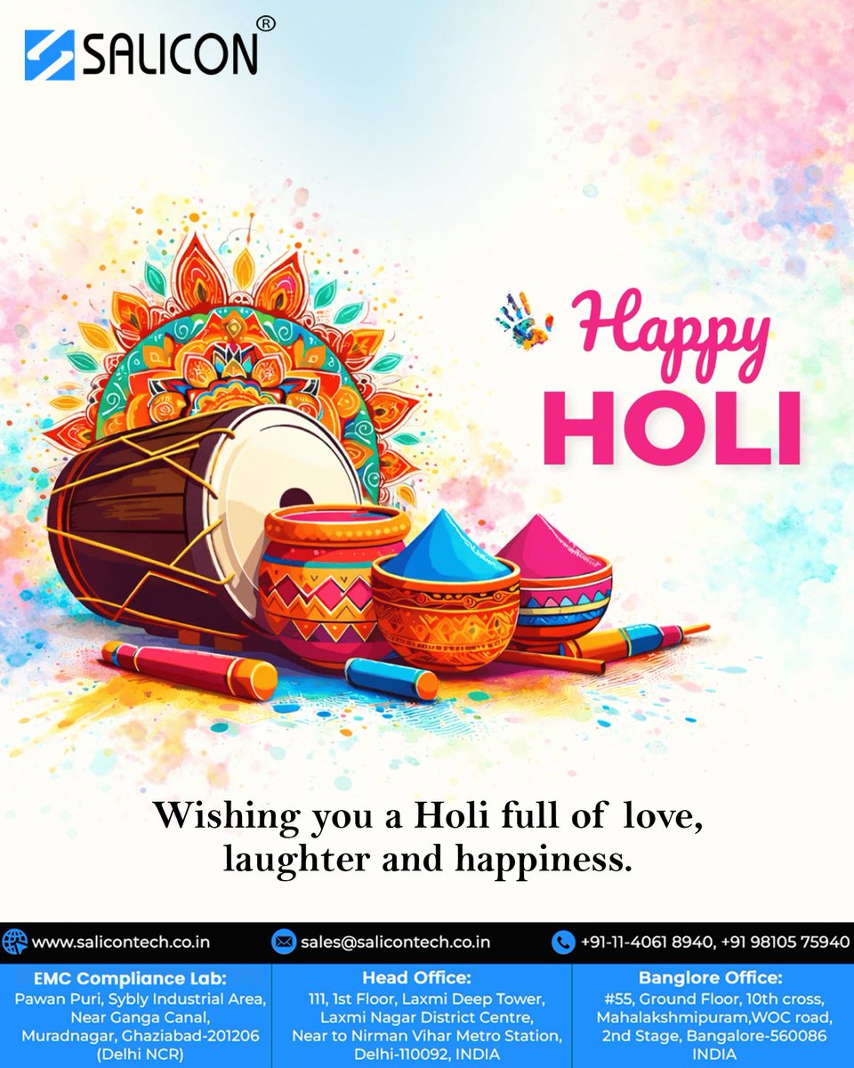 salicontech's tweet photo. Salicon wishes you and your loved ones a very Happy Holi! May this vibrant festival fill your life with new energy, bright opportunities, and endless happiness. 

Wishing you a Holi full of love, laughter, and beautiful moments.

#HappyHoli #Holi2026 #FestivalOfColors #Salicon https://t.co/v9YmO9belr