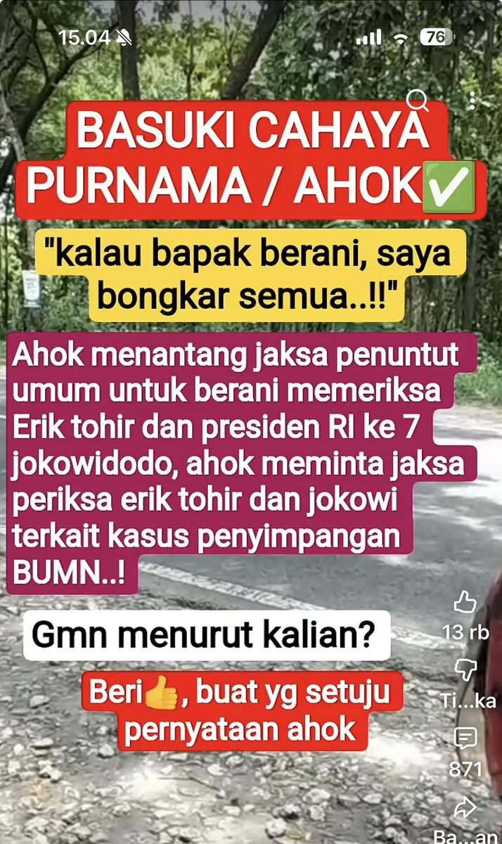susno2g's tweet photo. @KejaksaanRI ,@KPK_RI ,@bareskrim2018 ,@DivHumas_Polri ; 
Berani tdk aparat penegak hukum menerima tantangan Ahok ini ? https://t.co/K1cMHAJXBt