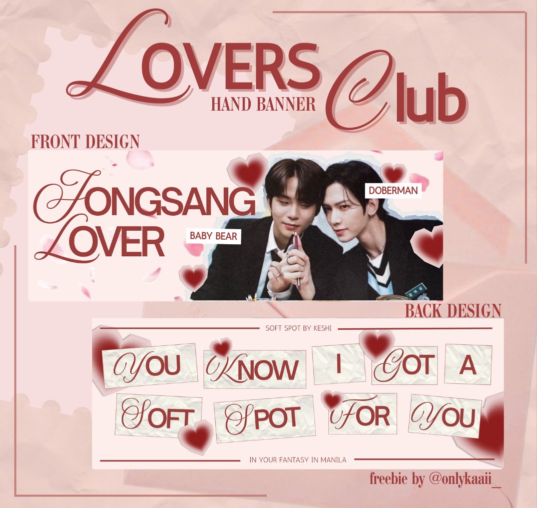 onlykaaii_'s tweet photo. ATEEZ IN YOUR FANTASY IN MANILA FEEBIES

.✦ ݁˖ Lovers Club Hand Banner .✦ ݁˖

freebie #2 by @onlykaaii_

❤︎ strictly 1:1 
❤︎ like, rt and follow (optional)
❤︎ where &amp; time: TBA

see you, filotinys! ૮꒰˶ᵔ ᵕ ᵔ˶꒱ა

#InYourFantasy_MNL #ATEEZinManila #ATEEZ #에이티즈 https://t.co/VIHlKAw5CC