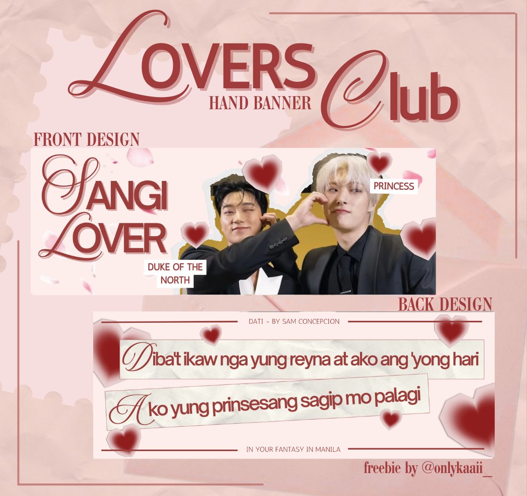 onlykaaii_'s tweet photo. ATEEZ IN YOUR FANTASY IN MANILA FEEBIES

.✦ ݁˖ Lovers Club Hand Banner .✦ ݁˖

freebie #2 by @onlykaaii_

❤︎ strictly 1:1 
❤︎ like, rt and follow (optional)
❤︎ where &amp; time: TBA

see you, filotinys! ૮꒰˶ᵔ ᵕ ᵔ˶꒱ა

#InYourFantasy_MNL #ATEEZinManila #ATEEZ #에이티즈 https://t.co/VIHlKAw5CC