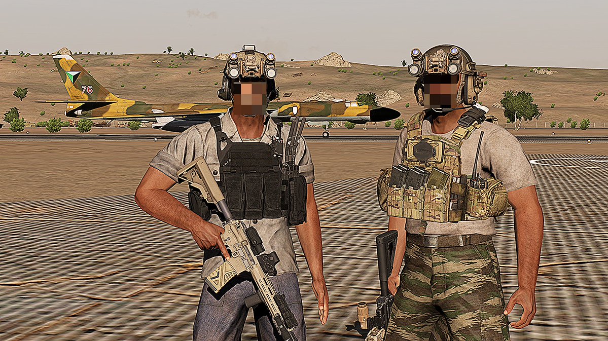 Members of the Takistani Secret Service posing with a Tupolev Tu-16 somewhere in #Takistan. #TakistanGov #Arma3