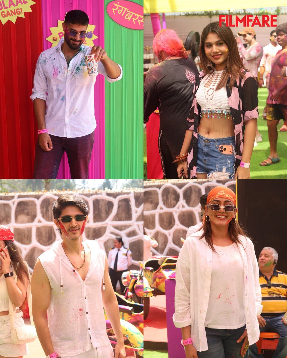 filmfare's tweet image. Tanuj Virwani, Anuska Ghosh, Rohan Mehra and Sana Makbul celebrate the festival of colours at The Times Group, MD, Vineet Jain's Holi Party. 🥳

#Holi2026 #VineetJainHoliParty #HoliHai