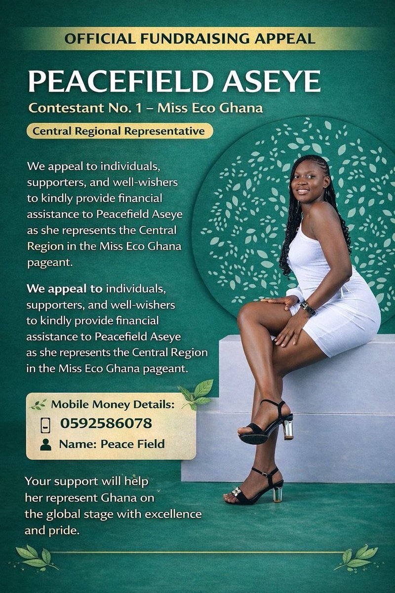 PaulAppleh's tweet photo. 🌿 SUPPORT PEACEFIELD ASEYE 🌿

Your contribution will go towards:
• Contest preparations
• Project implementation
• Public voting support
• Representation expenses

📲 MoMo Number: 0592586078
👤 Name: Peace Field

Every contribution counts. Thank you https://t.co/nRYH9ib1Ya
