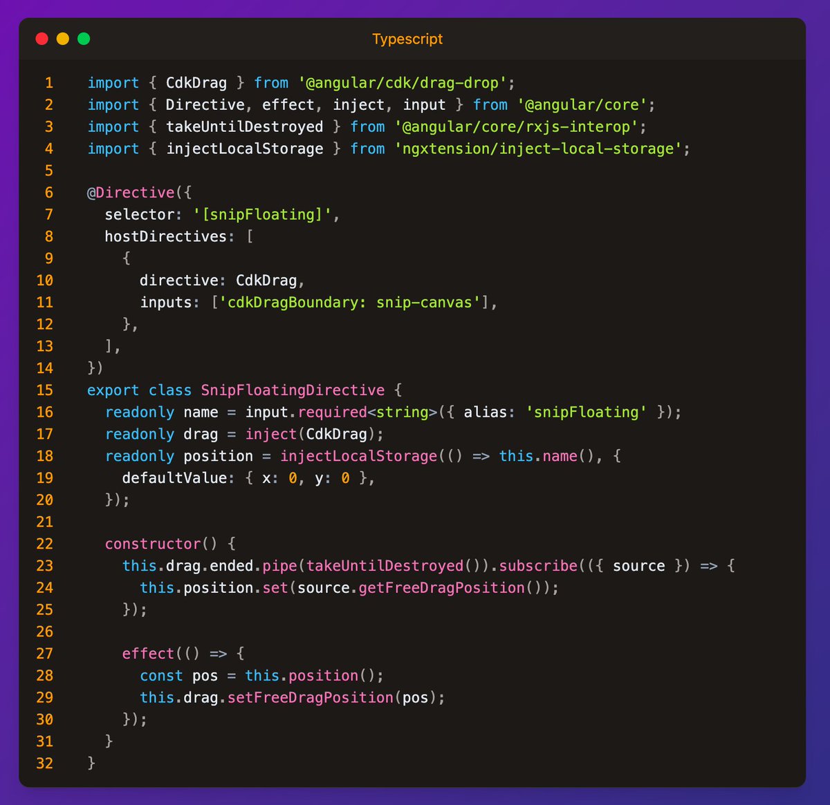 ipwanciu's tweet image. This is how easy it is to create a floating window in Angular using ngxtension and the Angular CDK!

How would you improve it?

#Angular