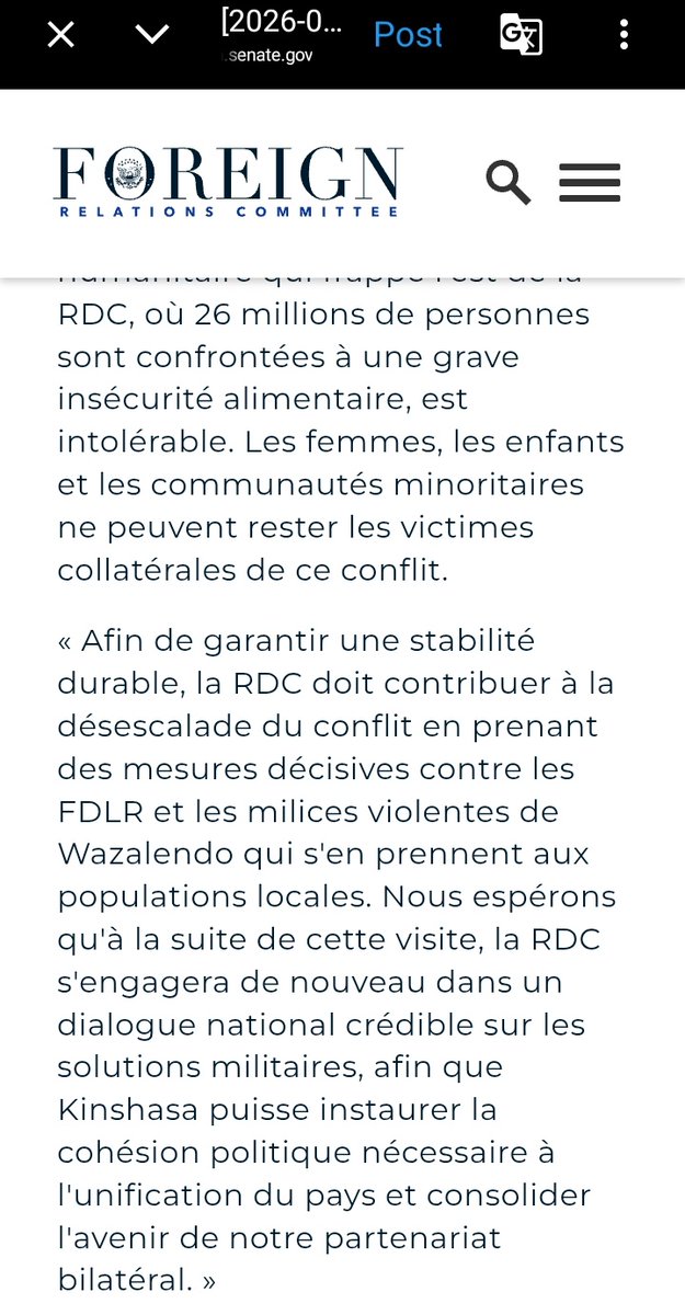 MaishaRdc's tweet photo. #USA_GL:
SANCTIONS ASYMÉTRIQUES ET DIPLOMATIE AMÉRICAINE DANS LA REGION DES GRANDS-LACS
La bataille de Trump pour la mine de Rubaya
Tribune d'Eliezaire USHINDI
En février 2026, le Sénat des États-Unis a appelé toutes les parties impliquées dans la crise à l’Est de la RDC à prendre des mesures de bonne foi en vue d’une désescalade, en condamnant le soutien du RWANDA au M23, mais également en exhortant explicitement le gouvernement congolais à cesser tout soutien aux Forces démocratiques de libération du Rwanda (FDLR) ainsi qu’aux milices extrémistes dites Wazalendo.
Cependant, le 2 mars 2026, le Département du Trésor des États-Unis a annoncé des sanctions qualifiées de « sélectives », visant une seule partie au conflit.
Cette décision intervient dans un contexte où, sur les lignes de front dans l’Est de la RDC, notamment à WALIKALE, KALEHE, UVIRA, Masisi, RUTSHURU et NYIRAGONGO, les FDLR et diverses milices Wazalendo continuent, de bénéficier d’un appui en armes et en logistique provenant des forces gouvernementales congolaises, appuyées par des forces armées Burundaises et des mercenaires étrangers.
Parmi ces acteurs, par exemple, figure William Yakutumba, chef de milice de CNPSC, déjà sanctionné par les États-Unis, l'Union Européenne et l'ONU pour de graves violations des droits humains et pour son implication présumée dans l’exploitation illicite des minerais.
Son apparition récente à Point Zéro dans les hauts et moyens du Sud-kivu, aux côtés d’unités spéciales des FARDC soulève des interrogations quant à la cohérence des mécanismes de sanctions appliqués.
Dans ce contexte, l’administration de Donald Trump, engagée dans une stratégie d’accès aux minerais stratégiques, notamment la mine de Rubaya au Nord-Kivu, a déjà adopté une approche sélective dans la gestion de la crise.
Les « accords de Washington », présent��s comme cadre de résolution du conflit, comportent des obligations pour toutes les parties. Or, leur invocation dans un contexte de sanctions unilatérales pourrait être perçue comme un instrument de pression géopolitique plutôt qu’un mécanisme impartial de mise en œuvre des engagements pris.
Les décisions unilatérales ou perçues comme favorables à Kinshasa risquent de produire un effet inverse à celui recherché. Elles pourraient être interprétées comme une forme d’indulgence implicite envers la poursuite d’une collaboration entre le gouvernement congolais et des groupes armés comme des FDLR et des milices extrémistes wazalendo déjà sanctionnés par les États-Unis, l’Union européenne et les Nations unies pour de graves violations des droits humains.
Autrement dit, les sanctions sélectives des USA s'interprètent : "KINSHASA a droit de collaborer et armer les Fdlr et des milices Extrémistes wazalendo", et le " Rwanda ne peut jamais évoquer cela comme une menace pour sa sécurité ".
Ainsi, la perception d’une asymétrie dans l’application des sanctions pourrait fragiliser la crédibilité du cadre diplomatique établi et compromettre les efforts de désescalade durable dans la région des Grands Lacs.
ELIEZAIRE USHINDI
https://t.co/8rcKeoa6QK
@_AfricanUnion @AUC_MoussaFaki @EU_Commission @EUatUN @GeneralNeva @hadjalahbib @AsstSecStateAF @JuttaUrpilainen @FEGnassingbe
@un_council @SenateForeign
@MofaQatar_FR @CanadaUN
@UKUN_NewYork @CanadaUE @SenateForeign @MichaelKanuSL @JBorgstam
@FranceONU @JuttaUrpilainen @HuangXia16 @SophieUKRPG @eucopresident @JosepBorrellF @StateDeptSpox @EP_President @prevotmaxime @USAmbUN @RepStephMurphy @WilliamsRuto @4thPresidentKE @jlprdeangola @RepStefanik @OfficialMasisi @US_SrAdvisorAF @EmmanuelMacron @secgen @UEenRDC @volker_turk @HuangXia16 @antonioguterres