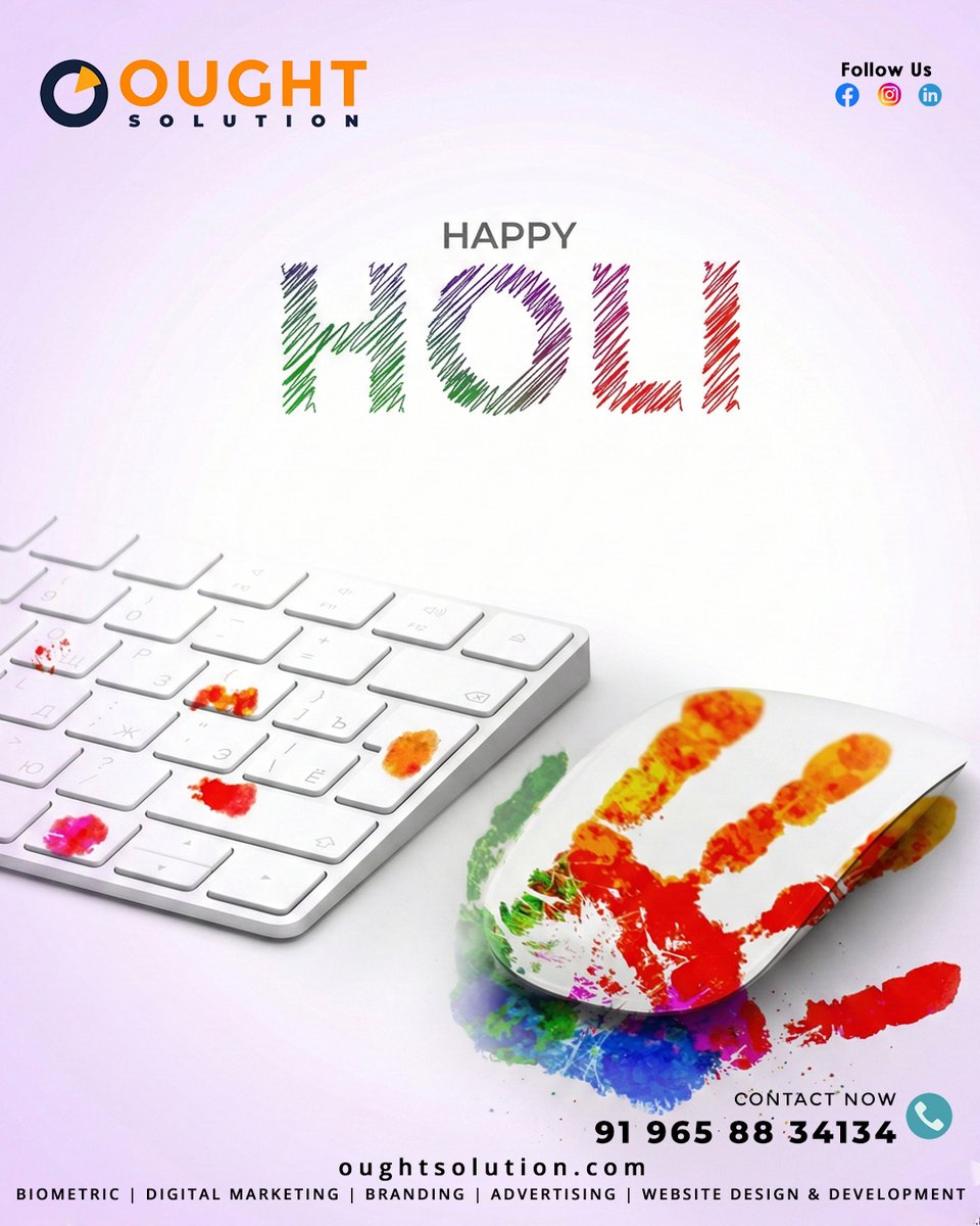 OughtSolution's tweet photo. Wishing everyone a vibrant and joyful #Holi from the team at @OughtSolution ! 🎨✨

May your day be filled with bright #colors and your business with dynamic growth. Let's add a splash of innovation to your #IT solutions this year! 🚀 #ITServices https://t.co/LWbuu8jaPj