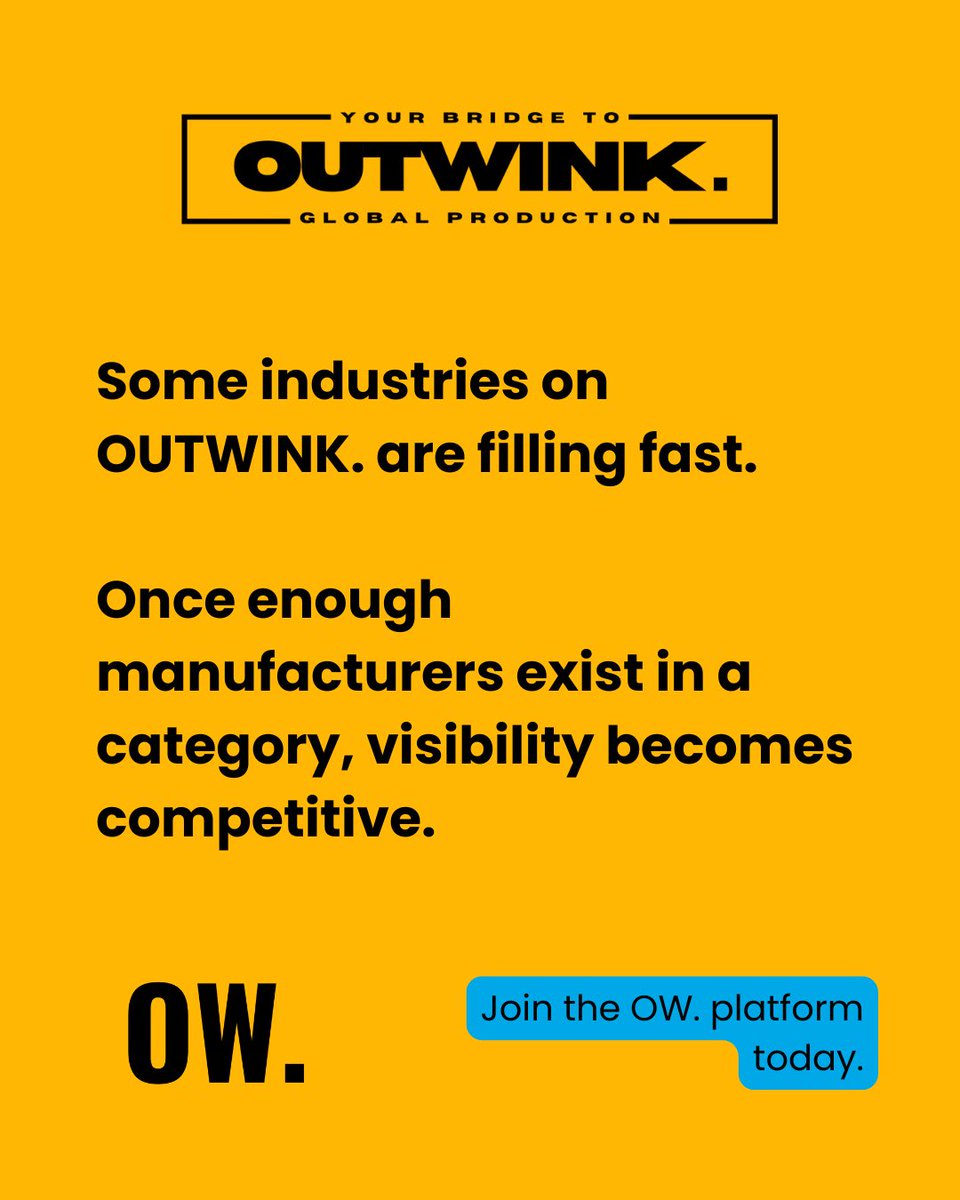 outwinkcom's tweet photo. A notice to manufacturers worldwide ๐
๐ Join before itโs too late
๐ https://t.co/5hyoZUWQEf
#outwink #outwinkcom #outwinkdotcom #ow #outwinknorthamerica https://t.co/Kingl0Vzn2