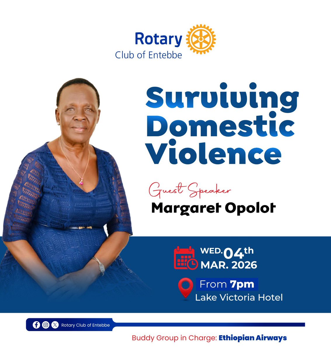 RCEntebbe's tweet photo. The Rotary Club of Entebbe invites you to come listen and learn from our guest special speaker during this week's fellowship about Surviving Domestic Violence.  
📸 Powered by Ethiopian Airlines Buddy Group.
#thegatewayclub# #actionyear# #letslearn#fellowship#🔥 🔥 https://t.co/o5iXI2PED3