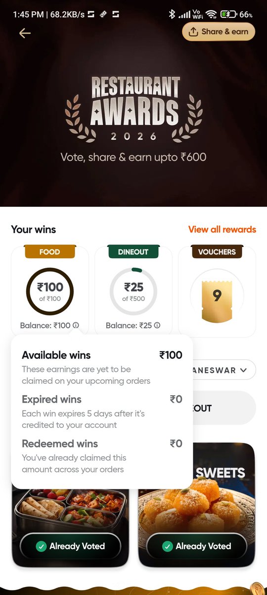 leomeeeeessii's tweet photo. I have ₹100 available wins through voting the restaurant but while checkout there's no coupons available to apply but it said the coupons would be automatically applicable. Please check this out @SwiggyCares https://t.co/vxStTv5UIi