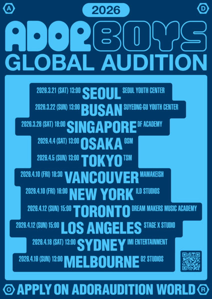 ADOR has announced the “2026 ADOR BOYS GLOBAL AUDITION,” willing to ...