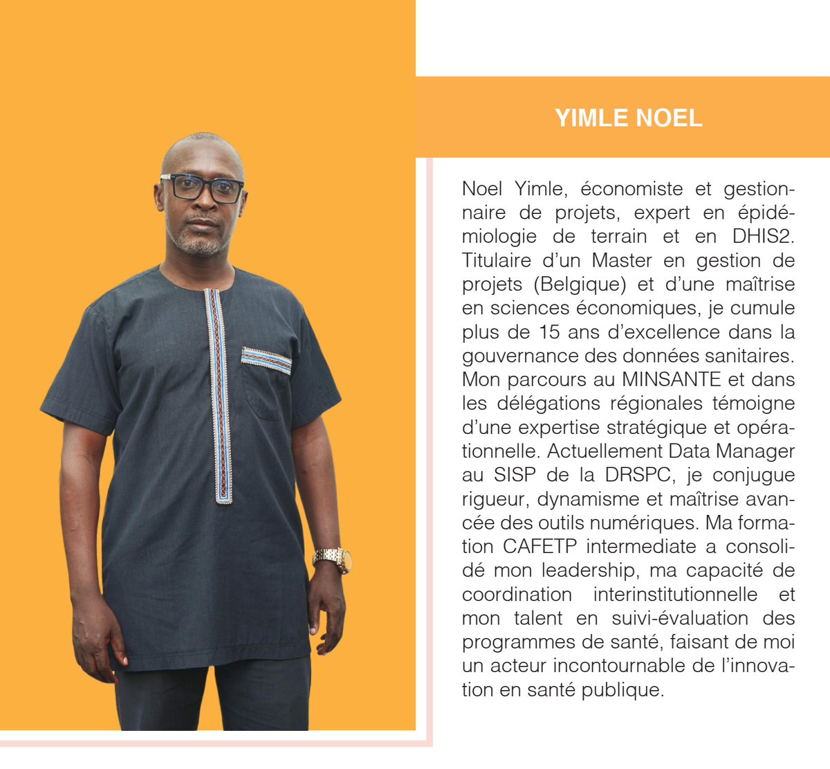 CAFETP21's tweet photo. 🌟Gradué n°38 : YIMLE Noel 

Promotion : Cohorte 4⃣

Niveau : Intermédiaire

Mission : Renforcer la surveillance et la riposte aux épidémies au cœur de nos communautés ! 

Suivez-nous pour découvrir les visages de ceux qui veillent sur votre santé.

#CAFETP
#FETP https://t.co/1PC44bNMJs