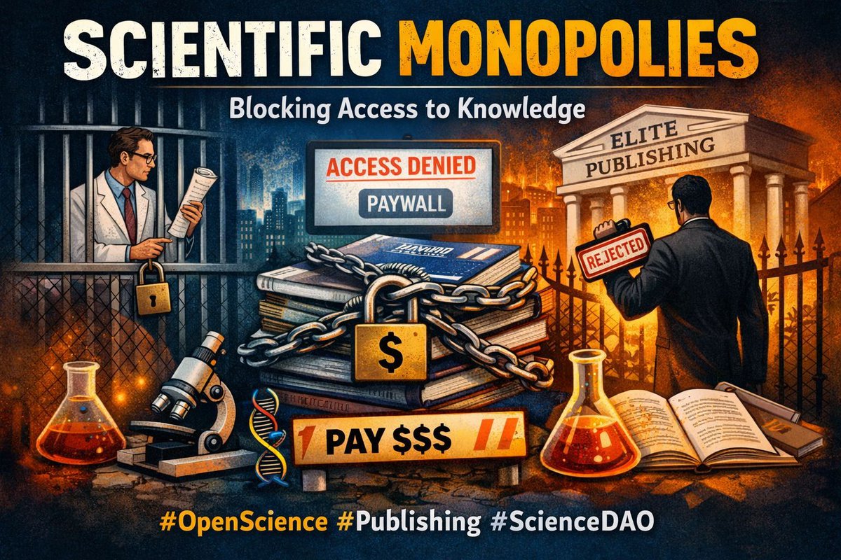 SalariesScience's tweet photo. Scientific monopolies: when authorship, publishing rights or gatekeeping block dissemination of knowledge. This isn’t just about profit — it’s about access to science. https://t.co/bDsTrTDs1p #OpenScience #Publishing #ScienceDAO https://t.co/Byz2VRMb51