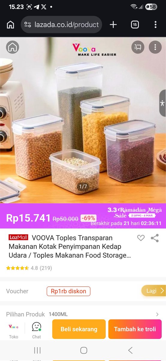 ibu ibu wajib bnget beli ini sih, apalgi sekrng mau lebaran kan buat isi isi kue kering pasti awet deh. udh gitu murah lgi krna ada Ramadan Mega Sale Crazy Brand Mega Offer Diskon s.d 95% lazada.co.id/products/-i763…