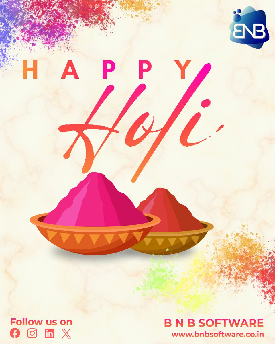 bnbsoftware1's tweet image. On this joyous festival of Holi, we extend our heartfelt greetings. May it be filled with happiness, unity, and growth.
  #Holi2026  #InspiredByColor  #ColorOfSuccess  #FestivalOfColors  #HoliWishes