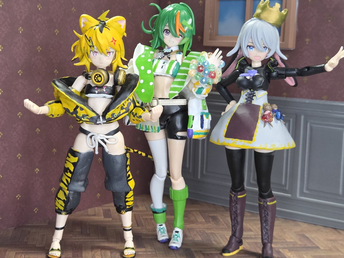 我が家のあおぎり立体化メンバー 💚🍬🐯⚡🖤🐐 #3月になったから3人