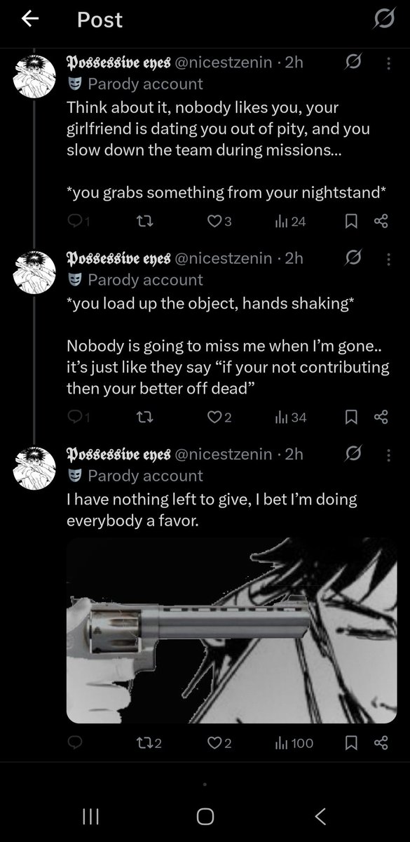 ZeninMai46137's tweet photo. Yea dont rp suicide and namedrop my acc like i encouraged that shit
Blocked https://t.co/AdGLA4Il3p