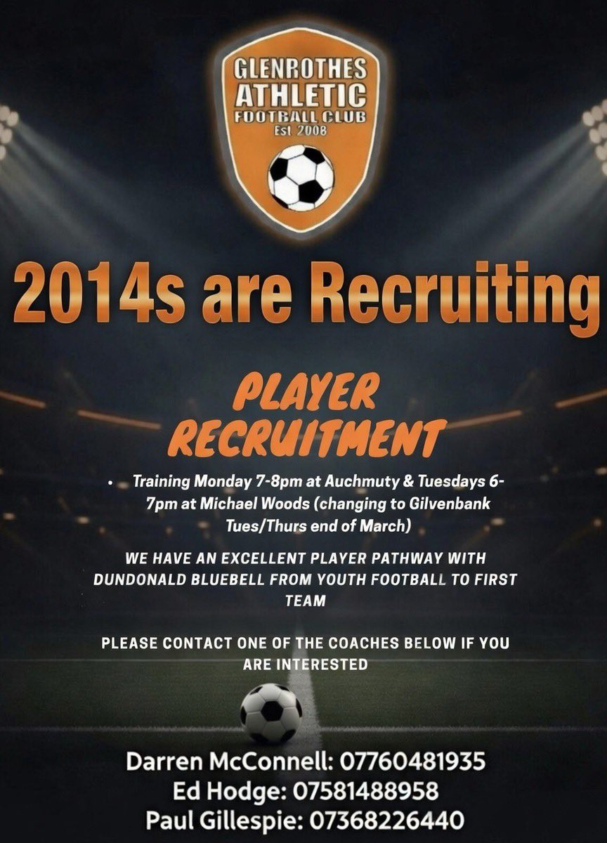 🆕 | Player Recruitment

We are looking to add advanced players to our already talented squad. 

Training Monday 7-8pm at Auchmuty &amp; Tuesdays 6-7pm at Michael Woods

(changing to Gilvenbank Tues/Thurs end of March)

If interested please get in touch