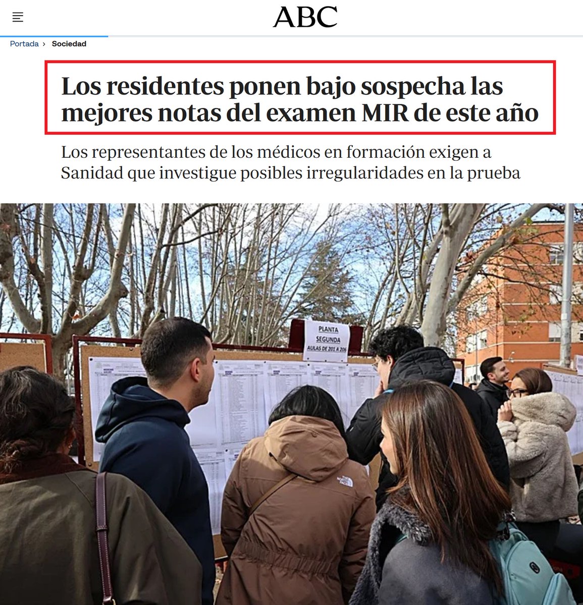 GabrielAraujoES's tweet photo. 🔴 Sospechas de tongo en los exámenes del MIR: la ministra de sanidad y portavoz de Más Madrid Mónica García, en el punto de mira.

Las pruebas son evidentes: la médico que ha obtenido la mejor nota de la historia del MIR, con 188 respuestas netas sobre 200, en la universidad no había llegado nunca ni al 7 de nota.

«Copiaba de muchas maneras y en la mitad de ocasiones la pillaban».  «Venía a nuestra clase, todos sabemos que no es posible». «Ha hecho  trampas seguro y da mucha rabia e impotencia ver que no se hace nada»,  «Soy compañera de promoción y solo decir  que se debería investigar». Estas son solo algunas de las denuncias que la Asociación MIR España @AsociacionMIRe ha recibido en los últimos días, tras hacerse  pública la lista provisional de resultados del examen.

«Aunque no se tenga un baremo excelente, una persona con un baremo  aceptable puede superar el examen, pero existe una correlación  estadística entre el expediente académico y la nota del MIR y este año no se cumple no solo en el número uno, sino en más de los  mejores resultados», sostiene Jesús Arzúa, presidente de la Asociación  MIR España.

Piden a @Monica_Garcia_G y @sanidadgob la repetición del examen.

En Argentina bajo el gobierno peronista de Cristina Kirschner, ocurrió lo mismo y a más de un centenar de personas se les hizo repetir el examen: ninguna de ellas logró la nota que sacó la primera  vez.
https://t.co/himBQJxfAK