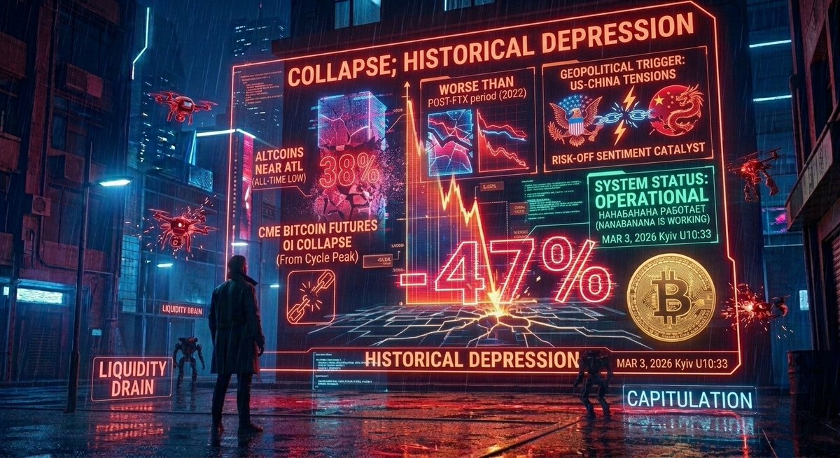 NetGlimpse's tweet photo. The #Altcoin market is hitting a historical low: 38% of tokens are now near their #ATL—a situation statistically worse than the post-FTX crash. As liquidity drains into #Bitcoin, the #Crypto sector faces its most brutal cleansing to date. https://t.co/FYwP26wodG