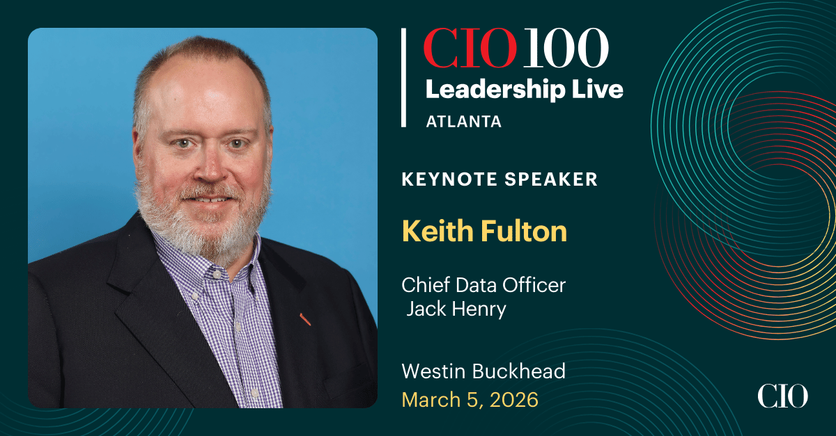 CIOonline's tweet image. Clint Boulton spotlights CDO Keith Fulton as he leads Jack Henry through a high‑stakes AI shift, balancing innovation with customer trust.

Register for CIO 100 Leadership Live Atlanta here: spr.ly/6018htW6Q

#CIO100LeadershipLive #EnterpriseAI #DigitalLeadership