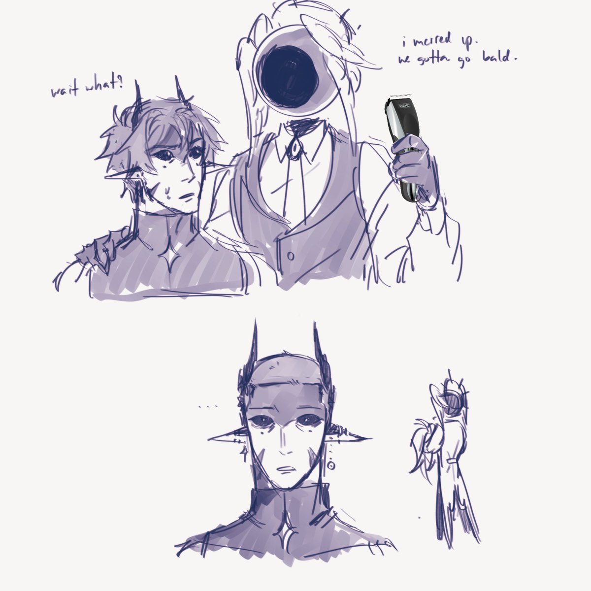 experimenting with short haired wemmbu. he looks so weird without his hair