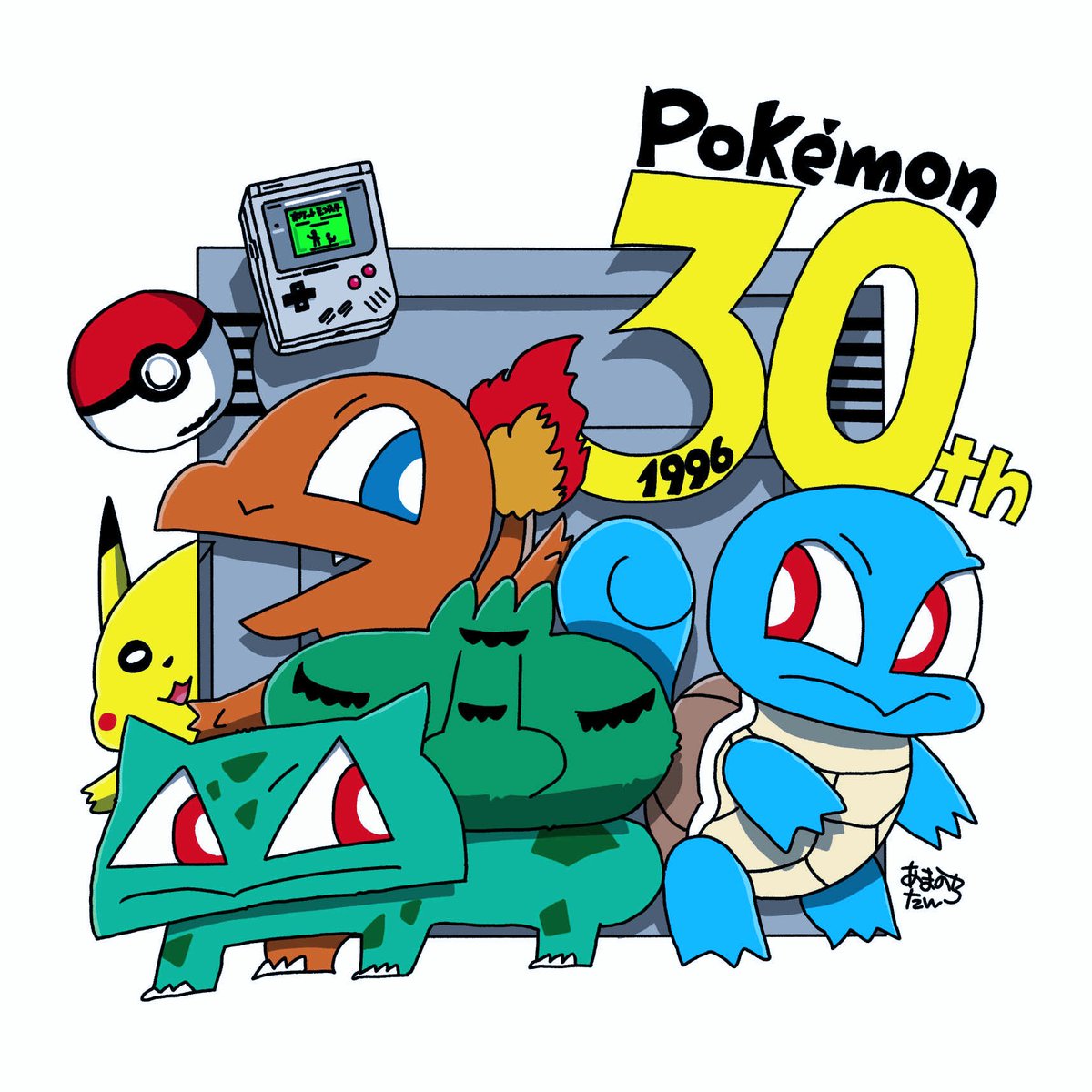 ピカチュウも入れて描きなおしてました #ポケモン30周年