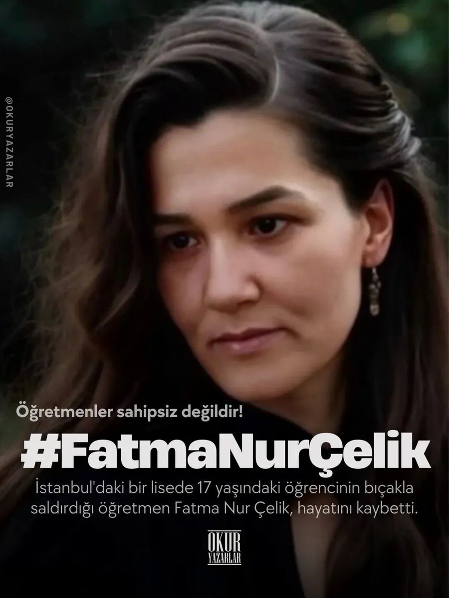 ___SaNaNe_____'s tweet photo. Öğretmenlerimiz bir günlük iş bırakma eylemine katılıyor. 
İstanbul'daki Çekmeköy ilçesinde bulunan Taşdelen Borsa İstanbul Mesleki Teknik Anadolu Lisesi'nde F.S.B. (17) isimli k*til, iki öğretmenini ve bir öğrenciyi bıçakla yaraladı. 17 yaşındaki öğrencinin bıçakla saldırdığı öğretmen Fatma Nur Çelik hayatını kaybetti.

Okulda geçen yıl yaşanan bıçaklanma olayında öğretmen Fatma Nur Çelik’in "Can güvenliğimiz yok" dediği ortaya çıktı.

Fatma öğretmen katledildi. 🥀
Sadece bir öğretmen ölmedi; toplumun vicdanı, bir neslin geleceği de yaraland

Suça sürüklenen çocuk diye bir şey yoktur. Caniliği meşrulaştırdığınız katiller vardır. Caninin en ağır cezayı görmesini istiyoruz.

 #FatmaNurÇelik #ÖğretmenSahipsizDeğildir