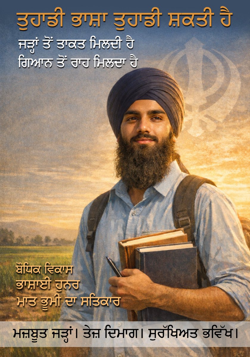 ussfpunjab's tweet photo. ਜੜ੍ਹਾਂ ਤੋਂ ਤਾਕਤ ਮਿਲਦੀ ਹੈ।
ਗਿਆਨ ਤੋਂ ਰਾਹ ਮਿਲਦਾ ਹੈ।
ਗਿਆਨ ਰਾਹੀਂ ਬੌਧਿਕ ਵਿਕਾਸ
ਮਜ਼ਬੂਤ ਜੜ੍ਹਾਂ।
ਤੇਜ਼ ਦਿਮਾਗ।
ਸੁਰੱਖਿਅਤ ਭਵਿੱਖ।
#JusticeForRanjitSingh Sikhs #joinussf ussfpunjab Punjab #Sikhs https://t.co/MeksofOrDX