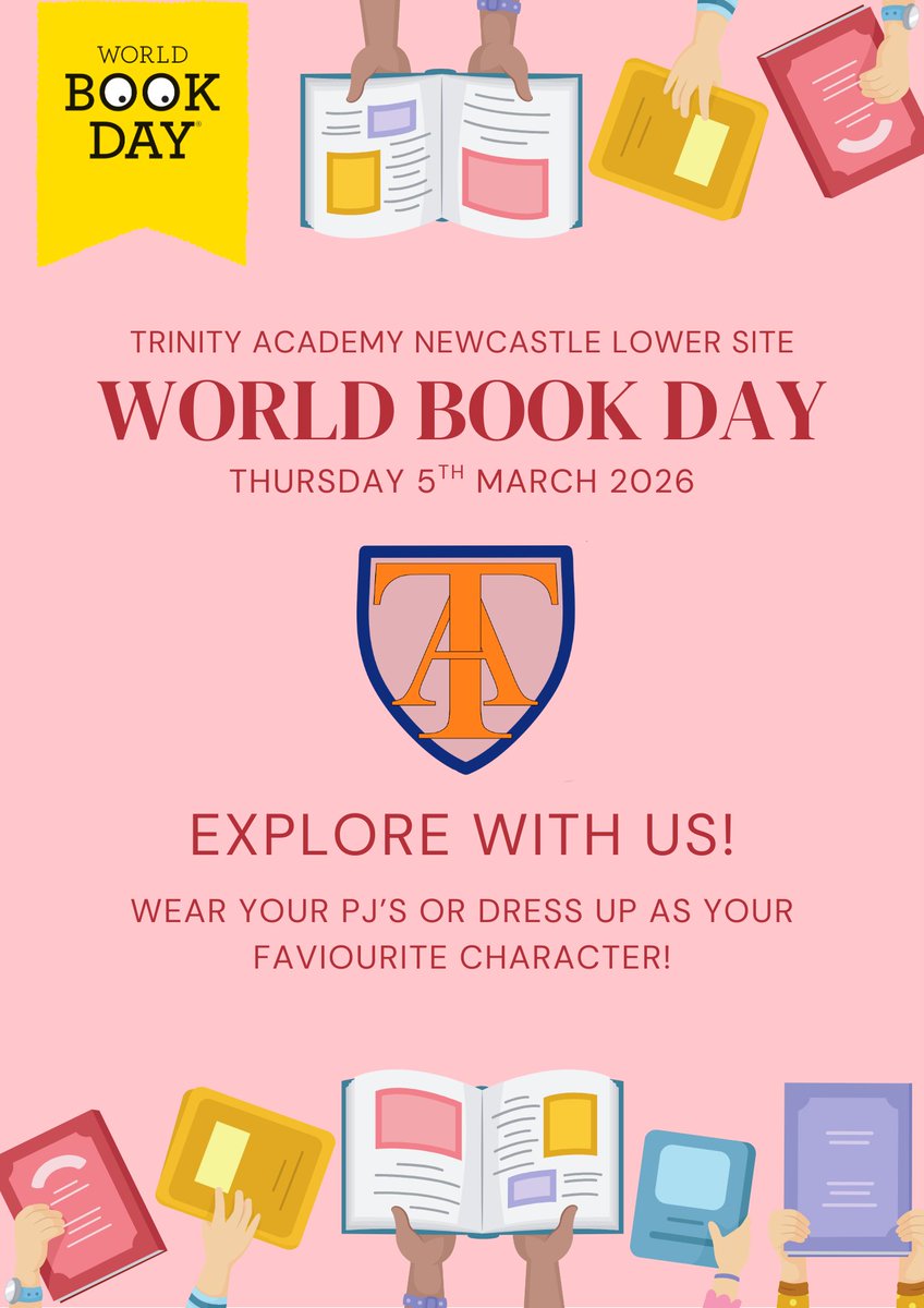 TrinityNCL's tweet photo. 📚✨ #WorldBookDay is almost here!

Learners are invited to join the fun by coming to school in their pyjamas or dressed as their favourite book character. We can’t wait to see all the creative outfits and celebrate the joy of reading together! 📖💫 https://t.co/5Q27DYybR2