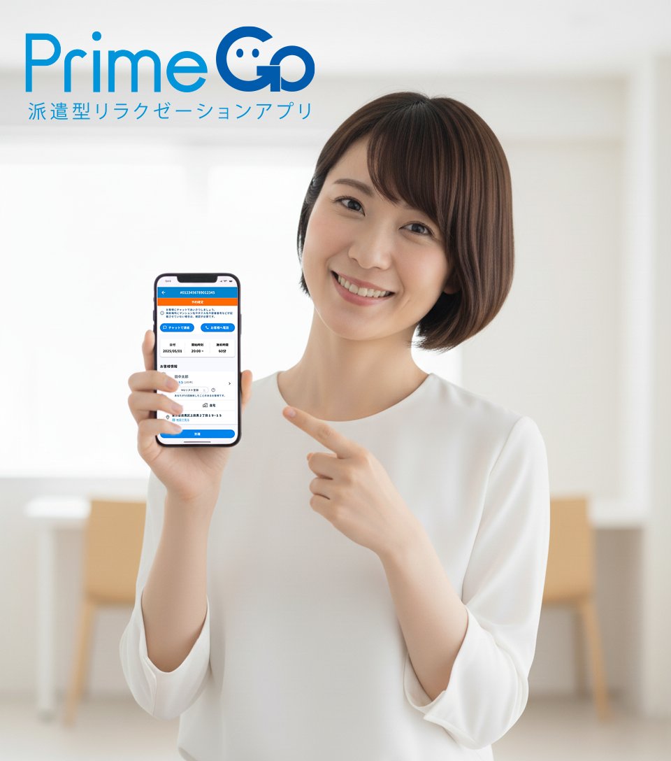 prime_go_app's tweet image. 「フリーランス・セラピスト革命」

📢PrimeGoで新しい働き方を！
シフト自由／報酬即時反映／自分らしく稼げる✨
■セラピスト求人専用LINE：lin.ee/sxjiLaZ
今ならリリース記念で“手数料3か月無料”！
#PrimeGo #フリーランスセラピスト革命 #派遣型リラクゼーション #新しい働き方