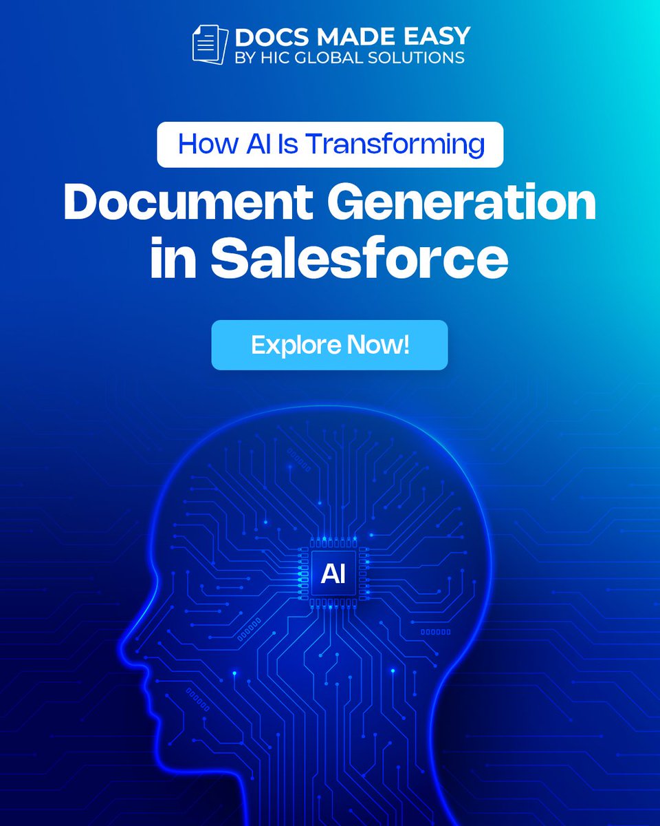 Smarter documents start with smarter automation.

Explore how AI simplifies document generation for <a href="/salesforce/">Salesforce</a> teams and reduces manual effort.

Learn more : docsmadeasy.com/blog/ai-docume…

#aidocumentation #docsmadeeasy #documentgeneration #businessintelligence #salesforce