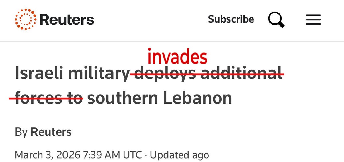 “Deploys” is a euphemism. Israel has invaded southern Lebanon.