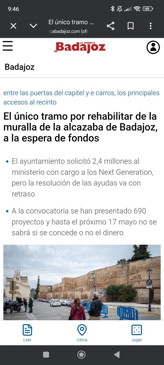 Badajoz875's tweet photo. Noticia de Enero de 2024.
Estamos en Marzo de 2026 y la Alcazaba ni tiene fondos externos para su urgente rehabilitación ni fondos propios con las cuentas del ayuntamiento llenas.
Mientras los derrumbes son cada vez más frecuentes. #Badajoz https://t.co/K9VMT5RKTt