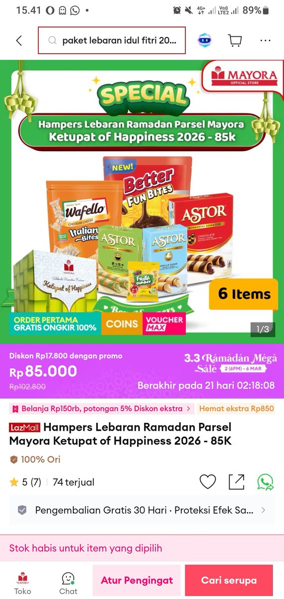 Nyari Hampers Murah  kuncinya cuma pantengin lazada 3.3 ramadan mega sale! Asli promonya bikin pengen borong semua. Ini salah satu rekomendasi dri gw lazada.co.id/products/i8341…