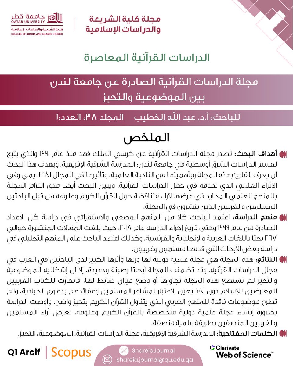 مجلة كلية الشريعة والدراسات الإسلامية tweet media