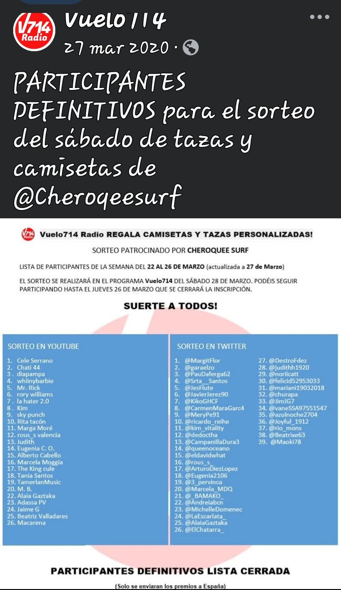 Alguien habla por ahí de rifas? A mi me toco un cupón y me ofrecieron el premio. Aquí el "patrocinador" no, y los "patrocinados" se lavaron las manos. Y eso que conocían de primera mano las grandes empresas del "patrocinador". Jetas.