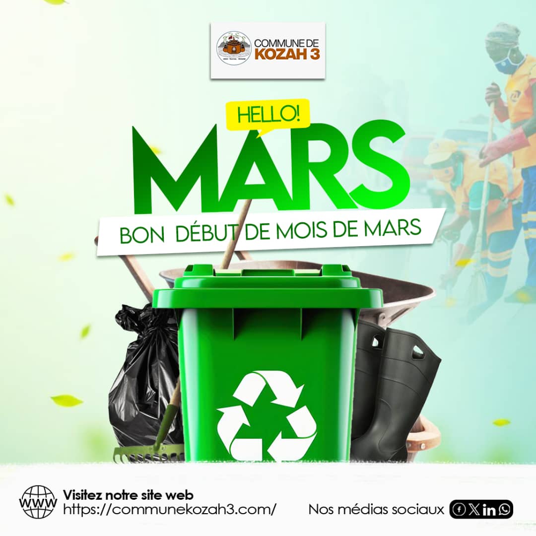 Le conseil municipal de la commune de Kozah3 souhaite un excellent début du mois de mars à toutes et à tous.
#Bondébut 
#mois 
#mars