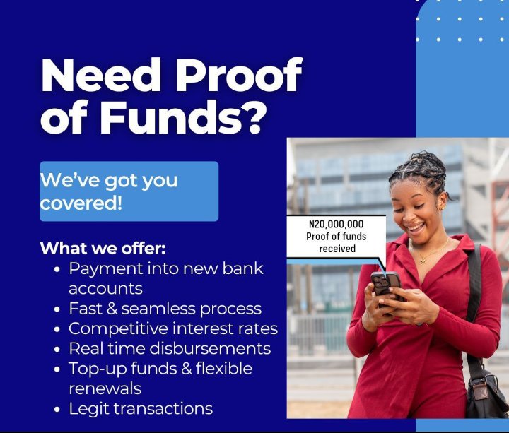 Just60secs's tweet photo. @hannytalker Proof of Funds services is here with same day disbursement.

Need POF?
Let's talk about duration and rate.
Thank you 🤝 https://t.co/5cpzpEcGC6