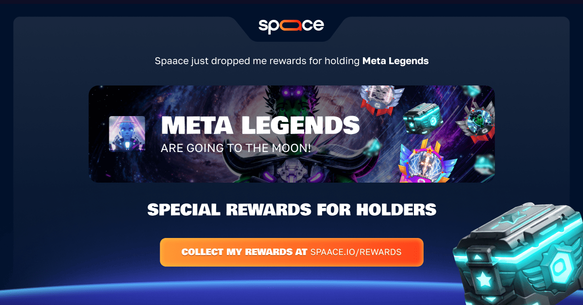 gSpaace 

Just checked, I’m eligible for the Prime Spotlight claim as a holder 😏

And here’s a little alpha for you:

Meta Legends is currently one of the cheapest Prime collections on <a href="/spaace_io/">Spaace 🟠</a>  to farm XP efficiently

Prime perks
XP multiplier
Quests
Gift chests

Sometimes