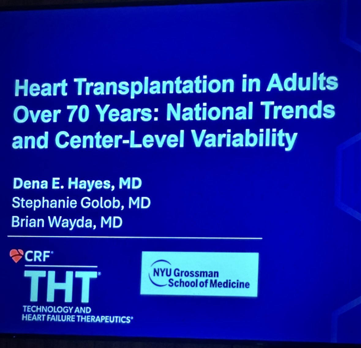 DHayesMD's tweet photo. Enjoyed discussing national trends in heart transplantation in adults ≥70 at #THT2026

✅ >90% of programs performed HT in ≥70 📊 Marked variability across centers &amp; UNOS regions ❌ No correlation with center volume

Future direction: identifying which ≥70 benefit most https://t.co/tKVWxTfBhT